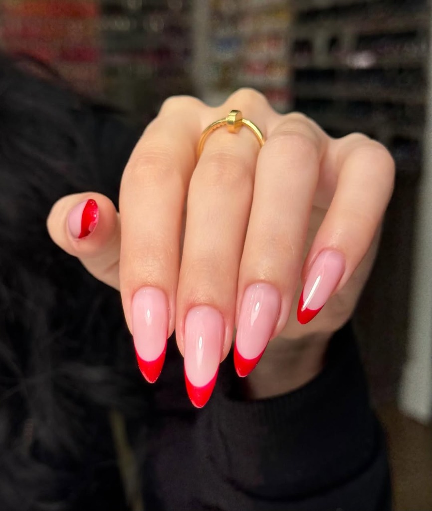 Stunning Red French Tip Manicure